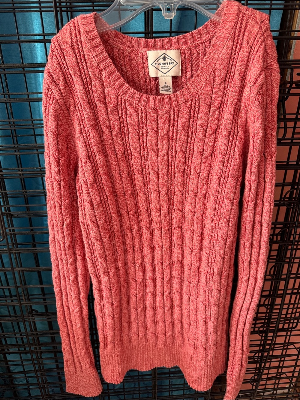 St. John's Bay Coral Cable-Knit Crewneck Sweater